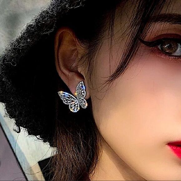 Stunning Diamond Butterfly Statement Earrings - Picture 5 of 8